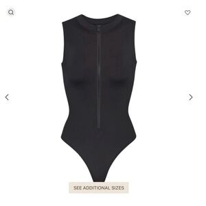 NWT SKIMS Onyx Signature Swim Zip Front Sleeveless One Piece - L